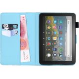 Voor Amazon Kindle Fire HD10/HD10 Plus 2021 Gekleurde Tekening Stiksels Lederen Tablet Smart Case (Sea Wave)