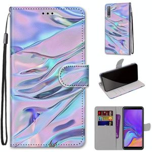 Voor Samsung Galaxy A7 2018 Coloured Drawing Cross Texture Horizontale Flip PU Lederen case met Holder & Card Slots & Wallet & Lanyard (Fluorescerend waterpatroon)