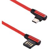 1m 2.4A Output USB naar USB-C / Type-C dubbele elleboog Design Nylon weven stijl Data Sync opladen kabel  voor Galaxy S8 & S8 PLUS / LG G6 / Huawei P10 & P10 Plus / Xiaomi Mi 6 & Max 2 en andere Smartphones(Red)