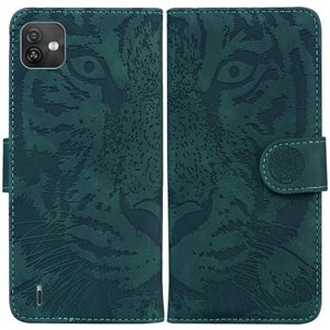 For Wiko Y82 Tiger Embossing Pattern Horizontal Flip Leather Phone Case(Green)