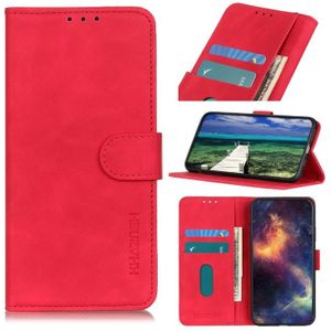 Voor Motorola Moto G50 KHAZNEH Retro Texture PU + TPU horizontale flip lederen case met houder en kaart slots &portemonnee (rood)