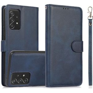 For Samsung Galaxy A52 5G / 4G Calf Texture 2 in 1 Detachable Magnetic Back Cover Horizontal Flip Leather Case with Holder & Card Slots & Wallet & Photo Frame(Blue)