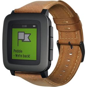 Voor Pebble Time Oil Wax lederen horlogeband