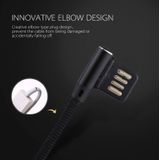 1m 2.4A Output USB naar USB-C / Type-C dubbele elleboog Design Nylon weven stijl Data Sync opladen kabel  voor Galaxy S8 & S8 PLUS / LG G6 / Huawei P10 & P10 Plus / Xiaomi Mi 6 & Max 2 en andere Smartphones(Black)