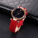 CAGARNY waterbestendig Fashion 6877 vrouwen Quartz Wrist Watch with leder Band(Red)