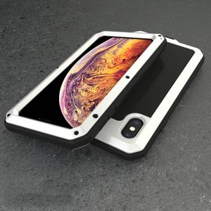Waterdichte stofbestendige aluminium legering + getemperd glas + siliconen case voor de iPhone XS Max (wit)
