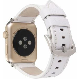 Kalfskin Genuine Leather Watchband Voor Apple Watch Series 6 & SE & 5 & 4 40mm / 3 & 2 & 1 38mm(Wit)