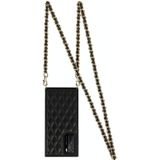 Voor Huawei P40 Elegant Rhombic Pattern Microfiber Leather + TPU Shockproof Case met Crossbody Strap Chain (Black)