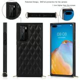 Voor Huawei P40 Elegant Rhombic Pattern Microfiber Leather + TPU Shockproof Case met Crossbody Strap Chain (Black)