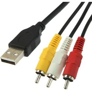 USB naar 3 x RCA mannetje Kabel  Lengte: 1.5 meter