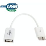 Micro USB 3.0 OTG kabel voor samsung galaxy note iii / n9000, galaxy s5 / g900, galaxy tab pro 12.2 / p900, lengte: 18cmwit