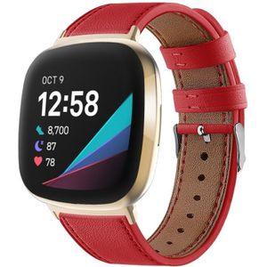 Voor Fitbit Versa 4/Sense 2 Ronde Staart Lederen Horlogeband (Rood)