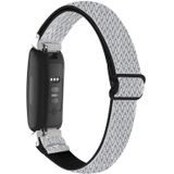 Voor Fitbit Inspire 3 Buckle Wave gevlochten nylon horlogeband (wit zwart)