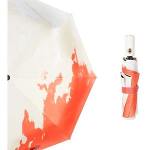 Creatieve volautomatische super zon-proof paraplu anti-ultraviolet opvouwbare ultralichte vinyl zon en regen dual-use parasol (oranje tijd)