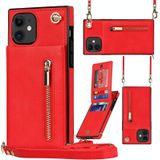 Cross-body rits vierkant TPU + PU achterkant case met houder & kaart slots & portemonnee & riem voor iPhone 11