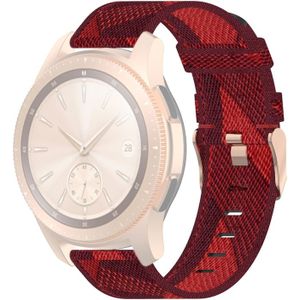 20mm Stripe Weave Nylon Polsband horlogeband voor Galaxy Watch 42mm  Galaxy Active / Active 2  Gear Sport  S2 Classic (Rood)