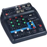 TU04 BT Sound Mixing Console record 48V Phantom Power Monitor AUX paden plus effecten 4 kanalen audio mixer met USB (zwart)