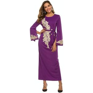 Vrouwen kralen uitlopende mouw lace-up jurk (kleur: paars maat: XL)