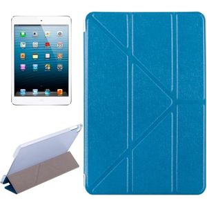 Transformers stijl zijde textuur horizontale Flip effen kleur lederen draagtas met houder voor iPad mini 2019 (blauw)