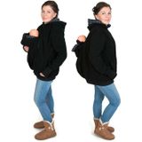 Drie-in-n multifunctionele moeder Kangaroo rits Hoodie jas met Front Cap maat: XL  borst: 104-109 cm  taille: 84-88 cm  heup: 110-116 cm (zwart + blauw)