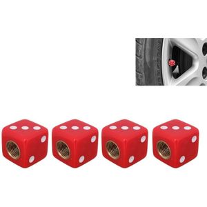 Universele 8mm dobbelstenen stijl kunststof auto Tire Valve Caps  Pack van 4 (rood)