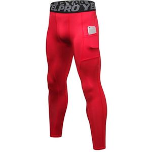 Running Training Sweat Wicking Stretch Panty's met zak (kleur: rood formaat: l)