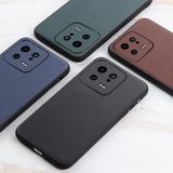 Voor Xiaomi 13 Nauwkeurig Gat Lambskin Textuur Lederen Telefoon Case(Bruin)