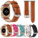 Kalfskin Genuine Leather Watchband Voor Apple Watch Series 6 & SE & 5 & 4 44mm / 3 & 2 & 1 42mm(Wit)