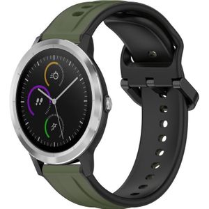Voor Garmin Vivoactive3 20 mm bolle lus tweekleurige siliconen horlogeband (donkergroen + zwart)
