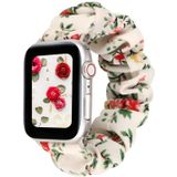 Voor Apple Watch Series 5 & 4 44mm / 3 & 2 & 1 42mm Cloth + Stainless Steel Hair Ring Watchband (Red Floral)