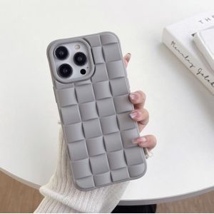 Voor iPhone 13 Pro Max 3D Cube Weave Texture Skin Feel Phone Case (Grijs)