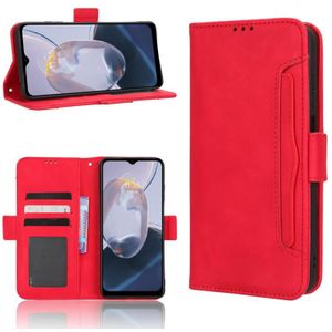 Voor Motorola Moto E22/E22i Huid Voelen Kalf Textuur Kaartsleuven Lederen Telefoon Case (Rood)