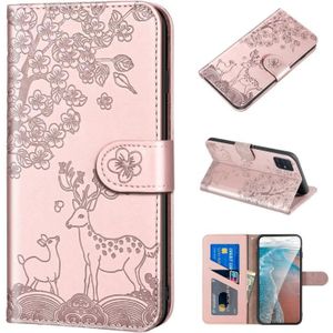 Voor Samsung Galaxy A71 4G Sika Deer Embossing Patroon Horizontale Flip PU Lederen Case met Houder & Kaart Slot & Portemonnee & Fotolijst (Rose Gold)