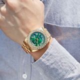 CAGARNY 6866 Fashion Life waterdichte zilveren stalen band quartz horloge (groen)