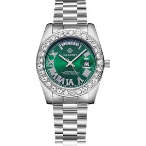 CAGARNY 6866 Fashion Life waterdichte zilveren stalen band quartz horloge (groen)