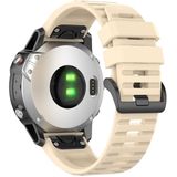 Voor Garmin Fenix 6 22mm Quick Release Officile Texture Polsband Watchband met plastic knop (Beige)