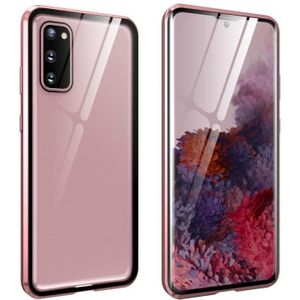 Voor Samsung Galaxy S20 Magnetic Metal Frame Dubbelzijdige Tempered Glass Case (Rose Gold)
