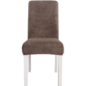 2 stks Simple Soft High Elastic Thicking Fluwelen Semi-interieur stoelhoes Hotel Chair Cover (Coffee Gray)