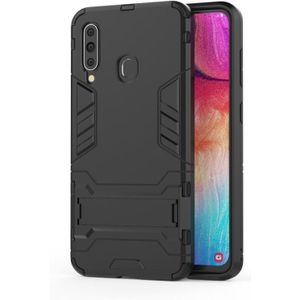 Schokbestendige PC + TPU Case voor Galaxy A60  met houder (zwart)