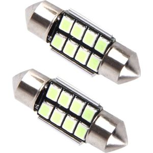 2 PC's DC 12V 2W 31MM 8 SMD-3528 LED's Bicuspid poort decodering auto Dome Lamp LED leeslamp (Ice Blue Light)