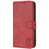 Voor Xiaomi 12S Ultra relif Happy Cat-patroon Flip lederen telefoonhoes