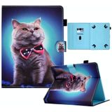 Voor 7 inch tablet naaien pen slot lederen tablet case (strikje kat)