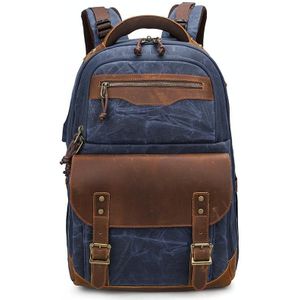 K813 Retro SLR Camera Bag Canvas Shoulder Computer Camera Bag(Blue)