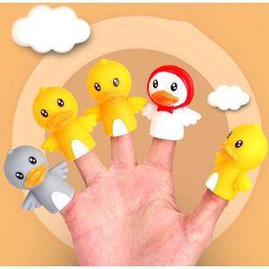 Kinderen Vroeg onderwijs Vingerpop Set Dier Ouder-Kind Interactief Poppenspeeltje (KB06 Duck)