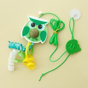 Opknoping Swing Pet Toy Elastic Feather Cat Teaser Stick (Little Green Bird)