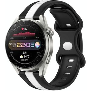 Voor Huawei Watch 3 Pro Nieuwe 20 mm vlindergesp tweekleurige siliconen horlogeband (zwart + wit)