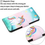 Voor iPhone SE (2020)/ 7 / 8 geschilderd patroon horizontale flip Leathe case (Rainbow Unicorn)