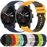 Voor Amazfit Stratos 22 mm geruite tweekleurige siliconen horlogeband (wit + zwart)