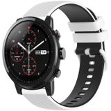 Voor Amazfit Stratos 22 mm geruite tweekleurige siliconen horlogeband (wit + zwart)