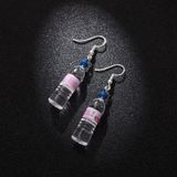 Gepersonaliseerde mineraal water flessen Earring schattig eenvoudige en elegante Earring (blauw)